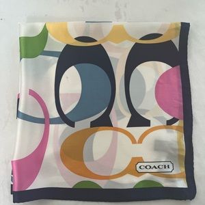 COPY - Brand New Coach LOGO Signature C Multi Color Reversible Silk Scarf 21” x…